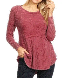 Knit Long Sleeve Ribbed Top