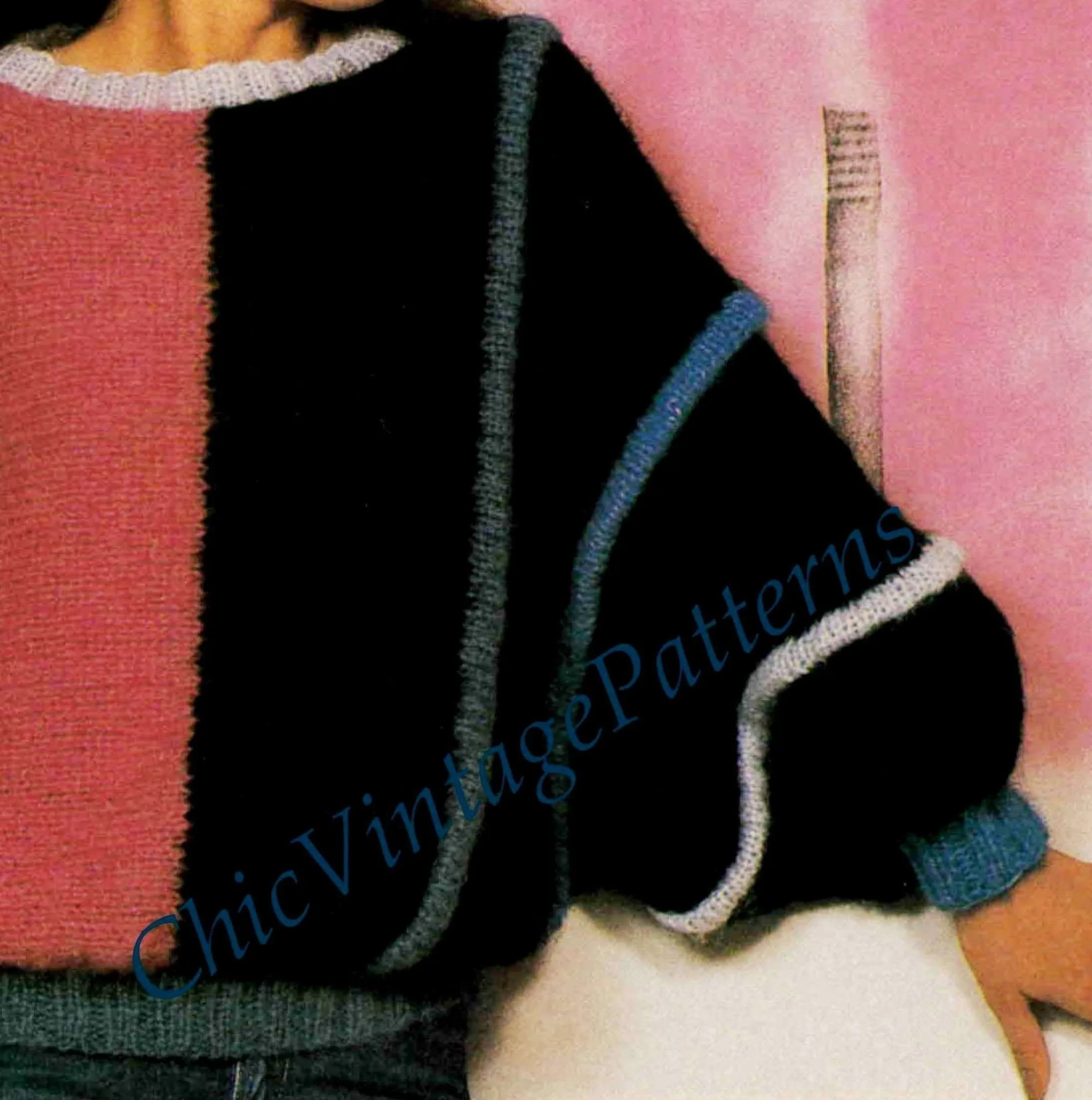 Knitted Sweater Pattern, Ladies Batwing Sleeve Jumper, PDF Knitting Pattern