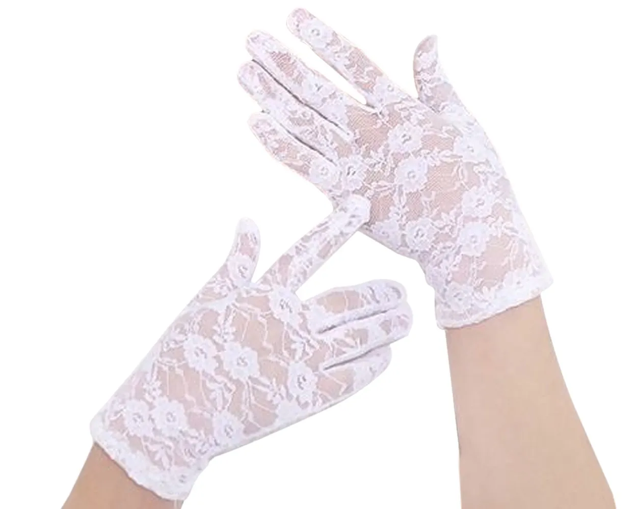 Lace Gloves for Women Elegant Short Floral Gloves for Wedding