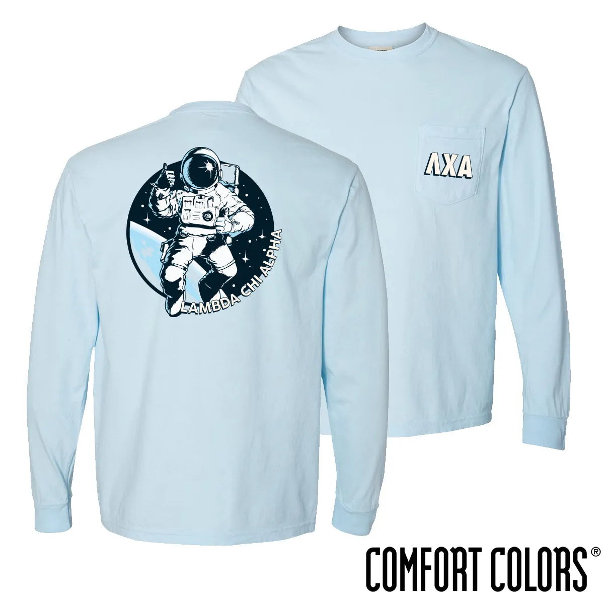 Lambda Chi Comfort Colors Space Age Long Sleeve Pocket Tee