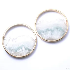 Large Muse Hoops in Yellow Gold with Fluorite from Buddha Jewelry