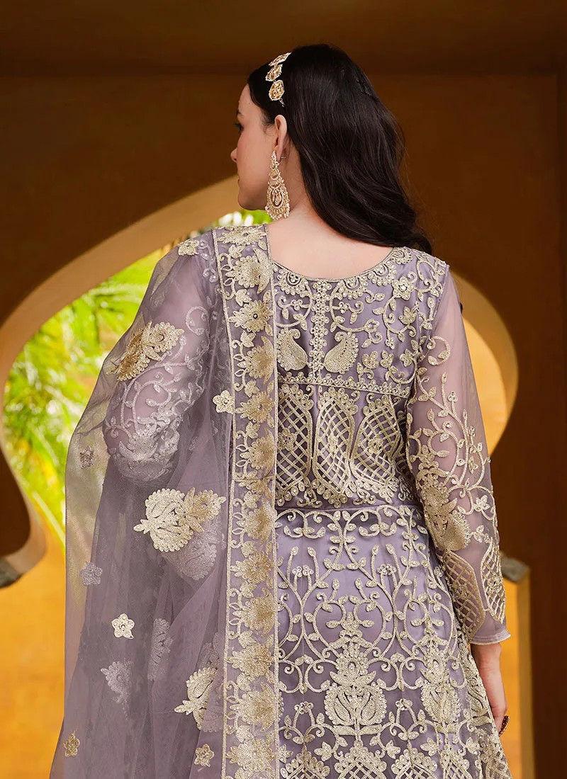 Lavender Cording Embroidery Wedding Anarkali Suit