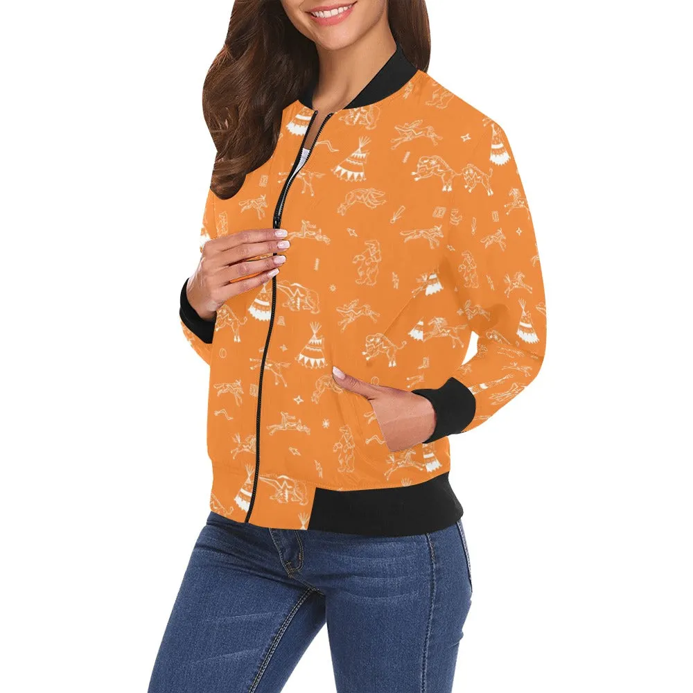 Ledger Dabbles Orange Bomber Jacket for Women