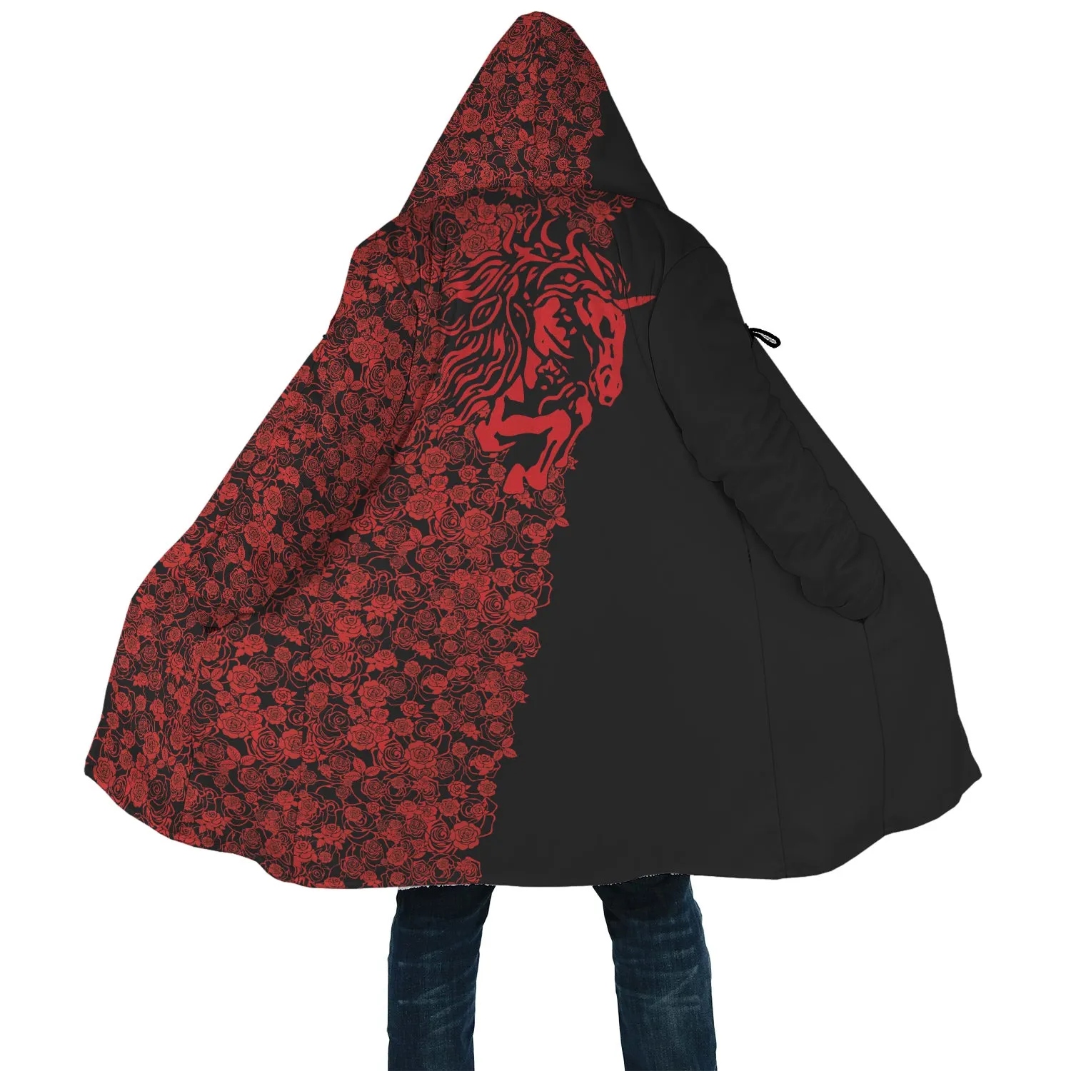 Lee's Excellent Hooded Coat with Unicorn - Red Roses [with Bag]