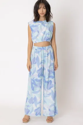 Linen Wide Leg Pants in Blue