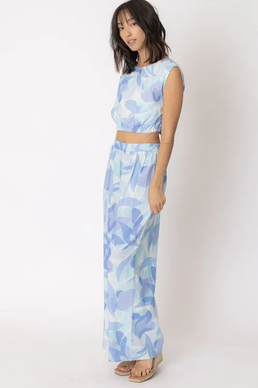 Linen Wide Leg Pants in Blue