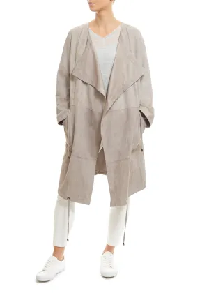 Long Light Grey Suede Coat