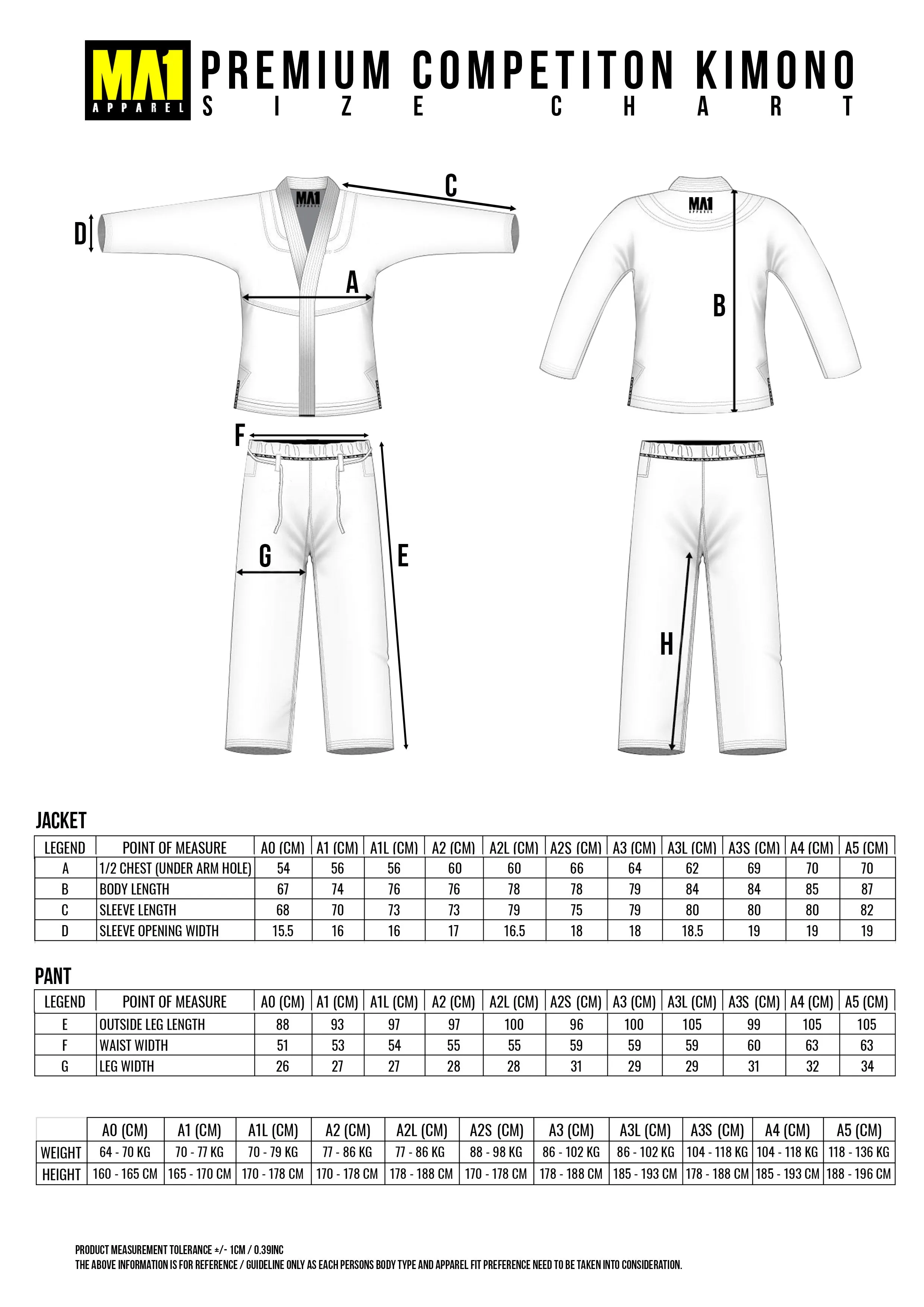 MA1 Premium Comp Gi - White, Navy & Grey