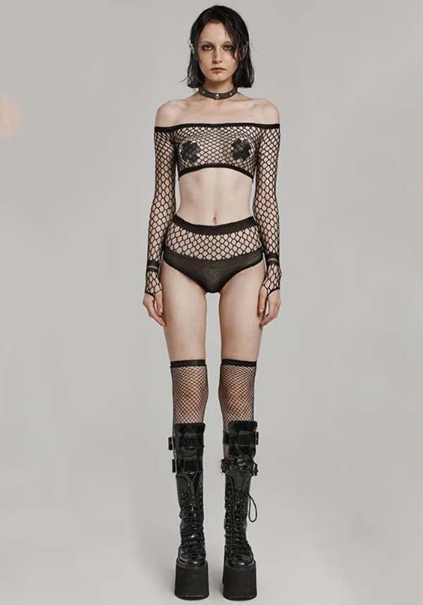 Marcy Fishnet | OFF SHOULDER CROP TOP