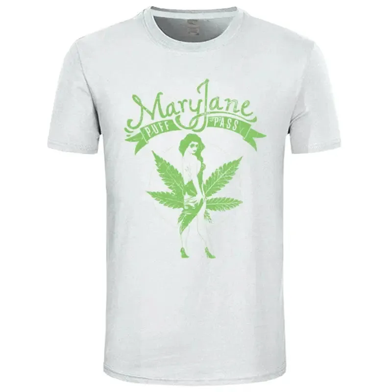 Mary Jane Tees Swag T-Shirt Men Crewneck Weed Printed Streetwear Short Sleeve 100% Cotton Mens T Shirts Women Summer TShirt