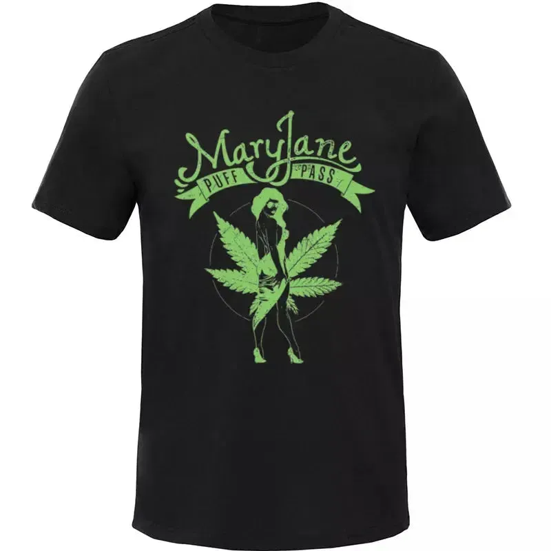 Mary Jane Tees Swag T-Shirt Men Crewneck Weed Printed Streetwear Short Sleeve 100% Cotton Mens T Shirts Women Summer TShirt