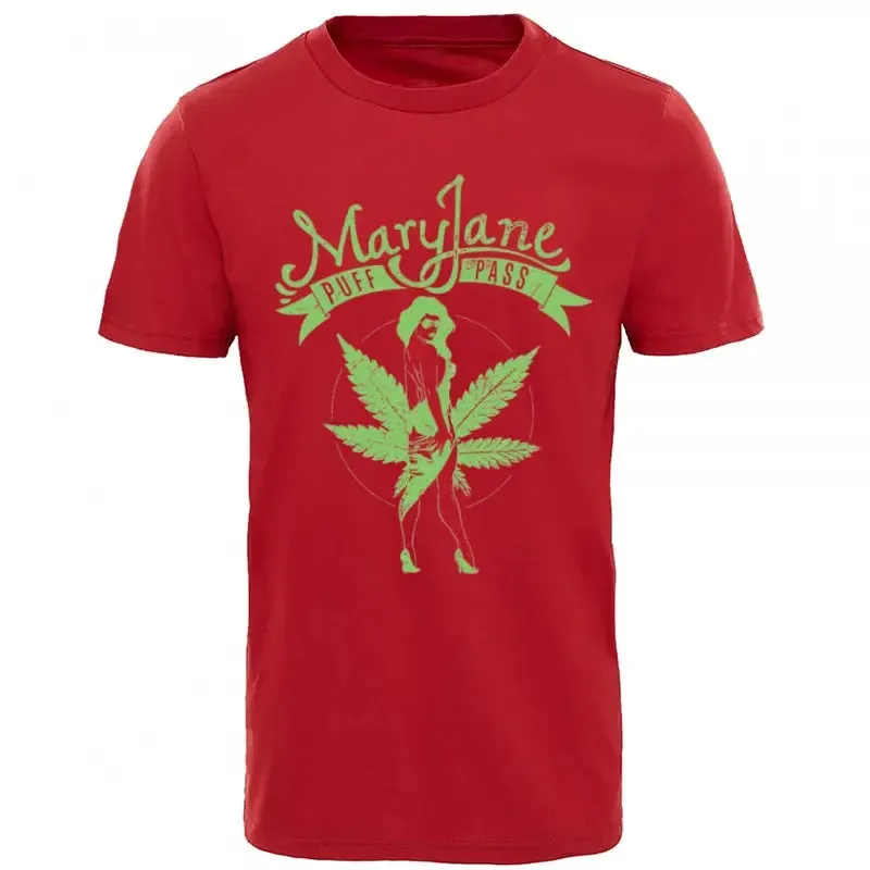 Mary Jane Tees Swag T-Shirt Men Crewneck Weed Printed Streetwear Short Sleeve 100% Cotton Mens T Shirts Women Summer TShirt