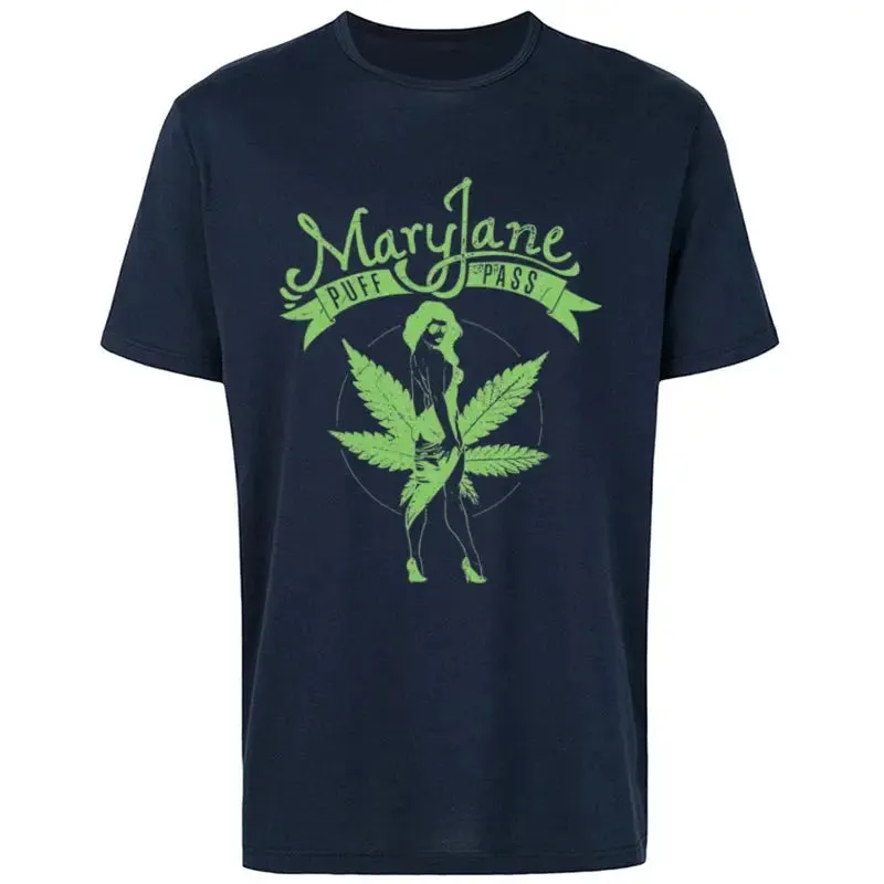 Mary Jane Tees Swag T-Shirt Men Crewneck Weed Printed Streetwear Short Sleeve 100% Cotton Mens T Shirts Women Summer TShirt