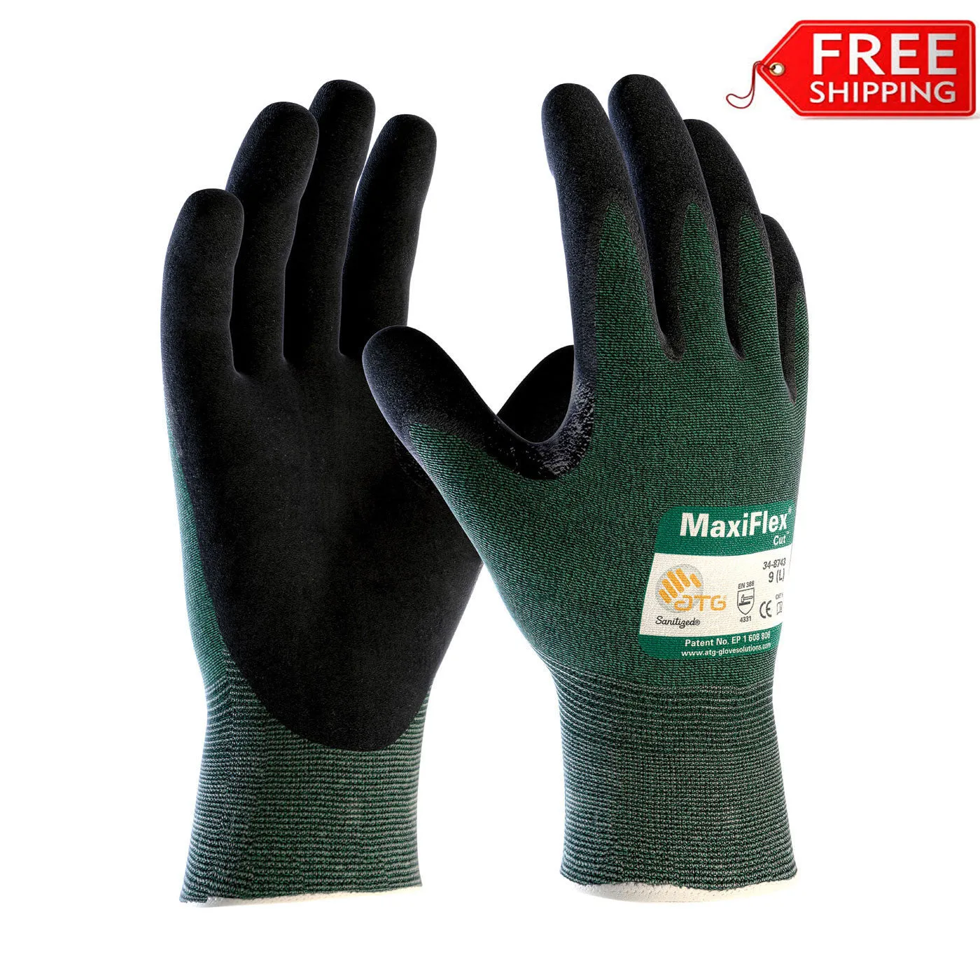 MaxiFlex Cut 34-8743 Cut Resistant Work Gloves by ATG, Free Shipping! ANSI Cut Level A2 (1 Dozen)