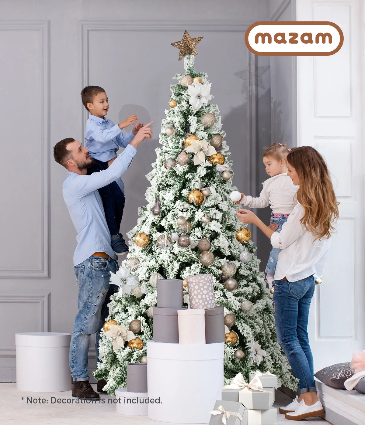 Mazam Christmas Tree 1.8M 6FT Xmas Trees Decorations White Snow Flocked 830 Tips