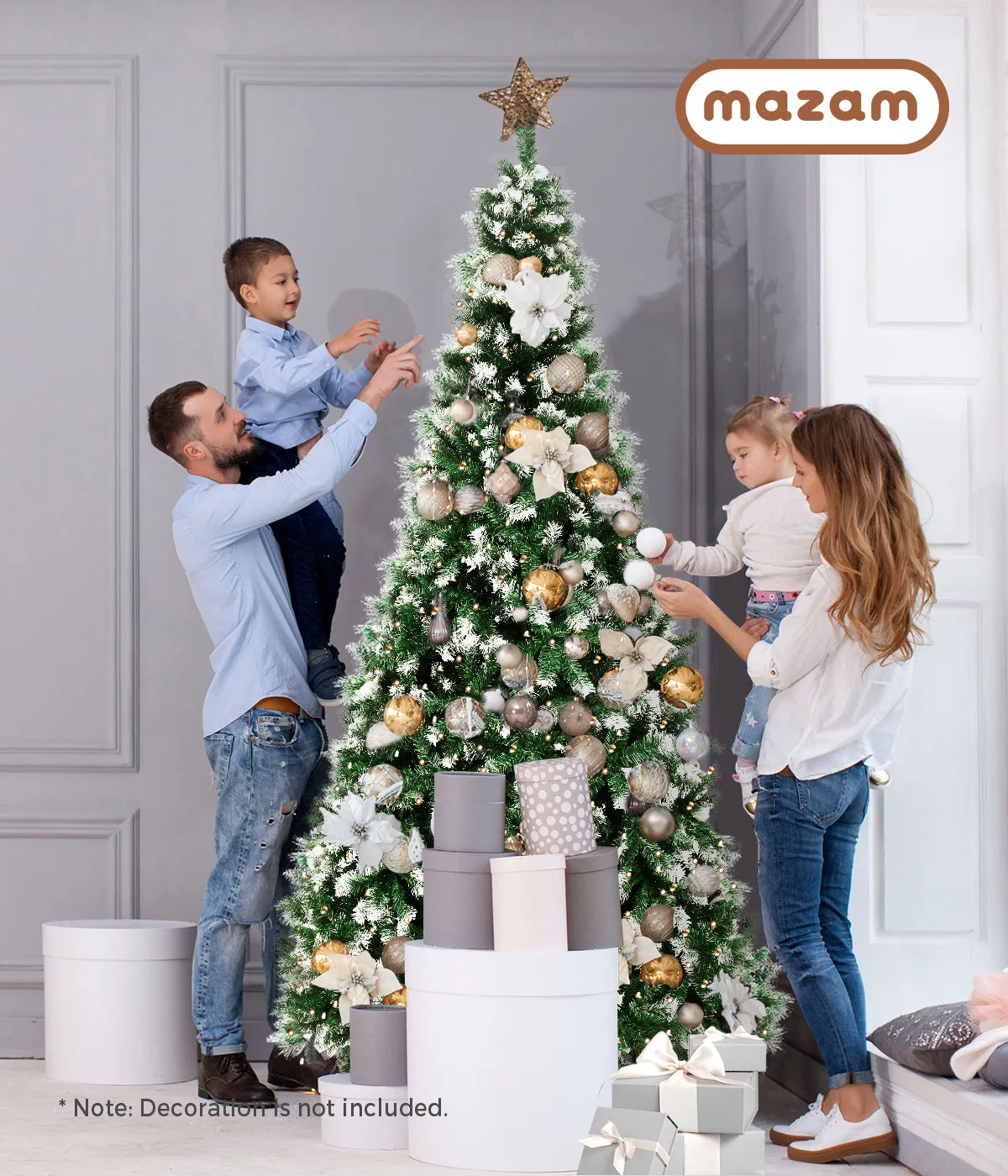 Mazam Christmas Tree 2.1M 7FT Xmas Trees Snowy Decorations Green 1000 Tips