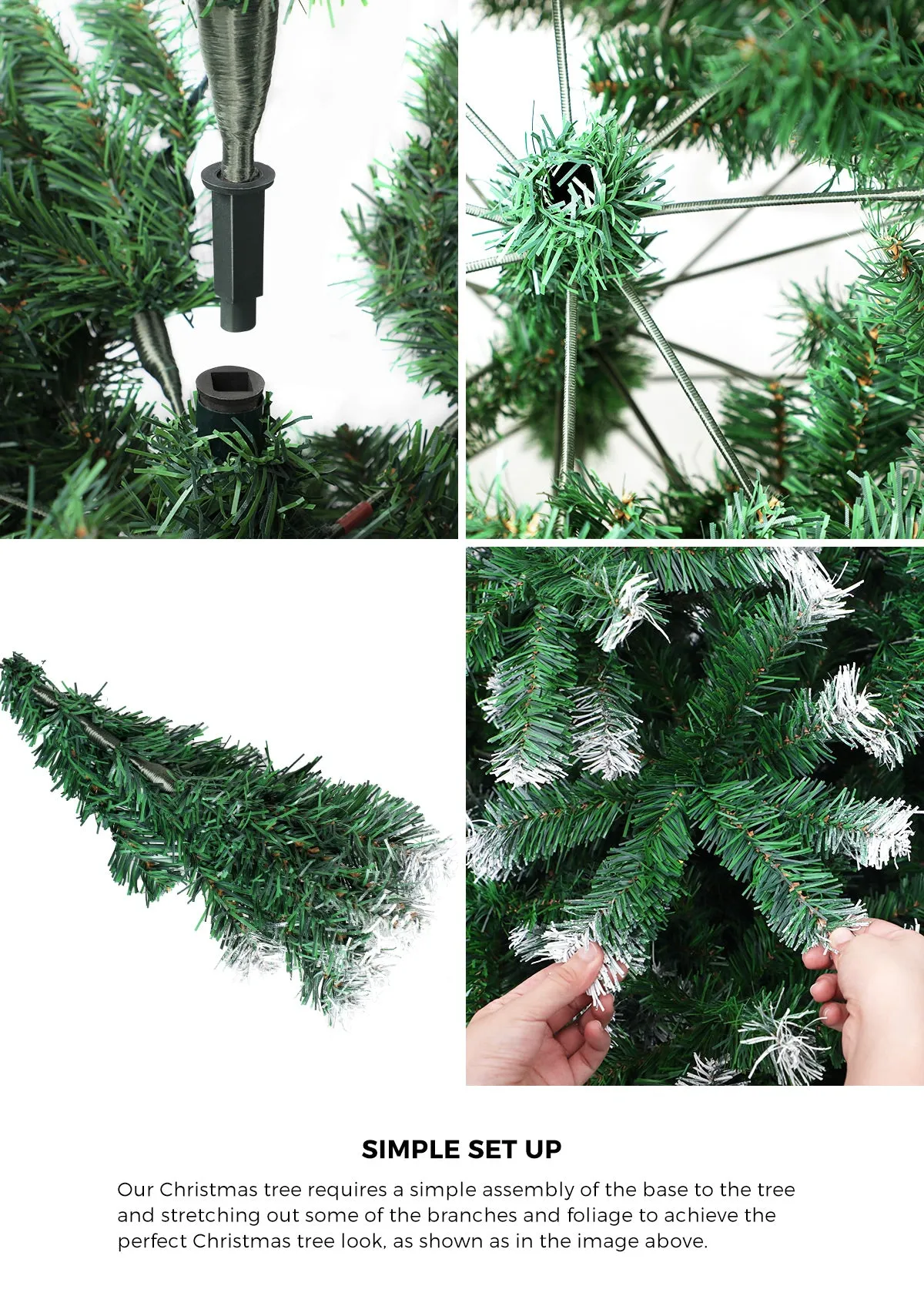 Mazam Christmas Tree 2.1M 7FT Xmas Trees Snowy Decorations Green 1000 Tips