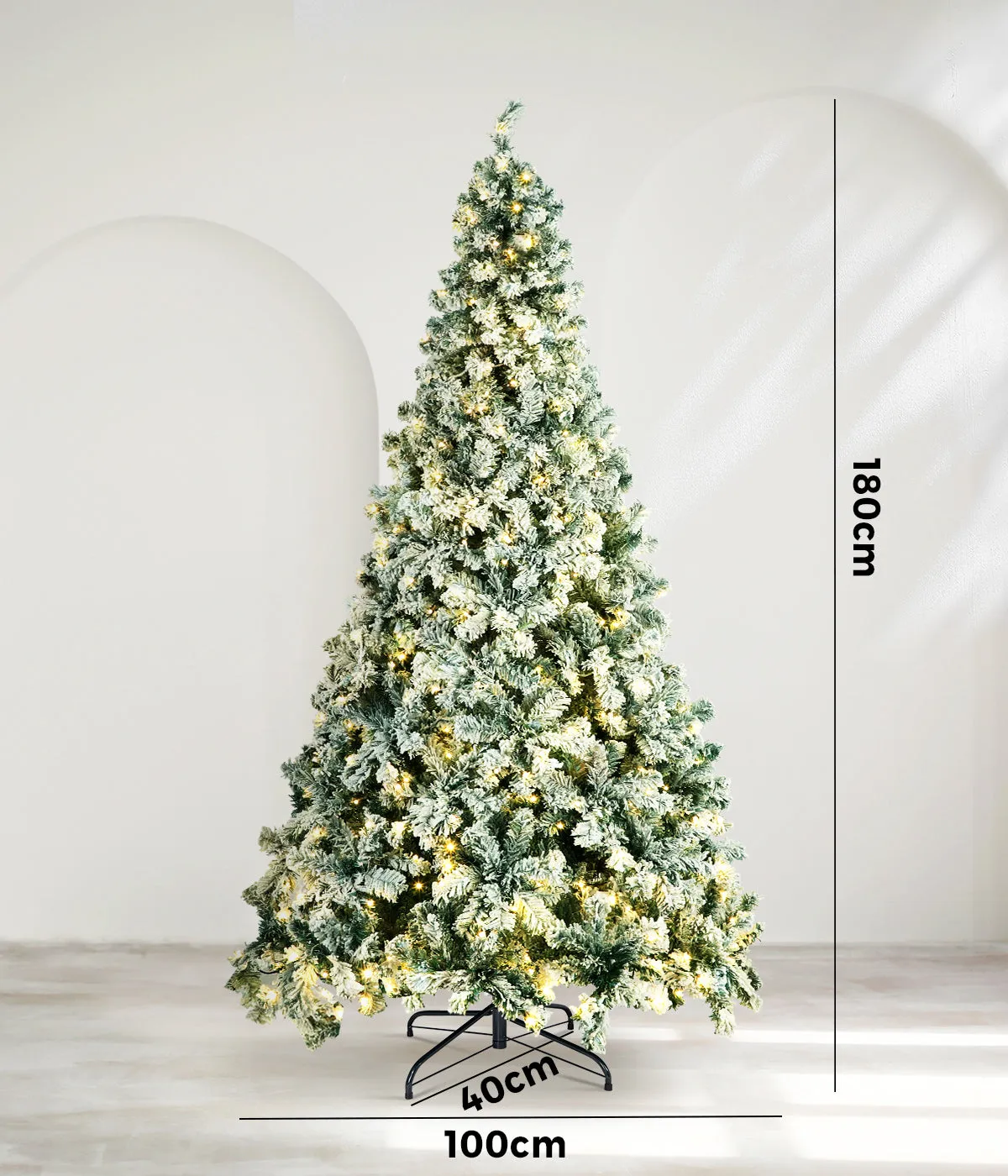 Mazam LED Christmas Tree 1.8M 6FT Xmas Trees White Snow Flocked Decorations