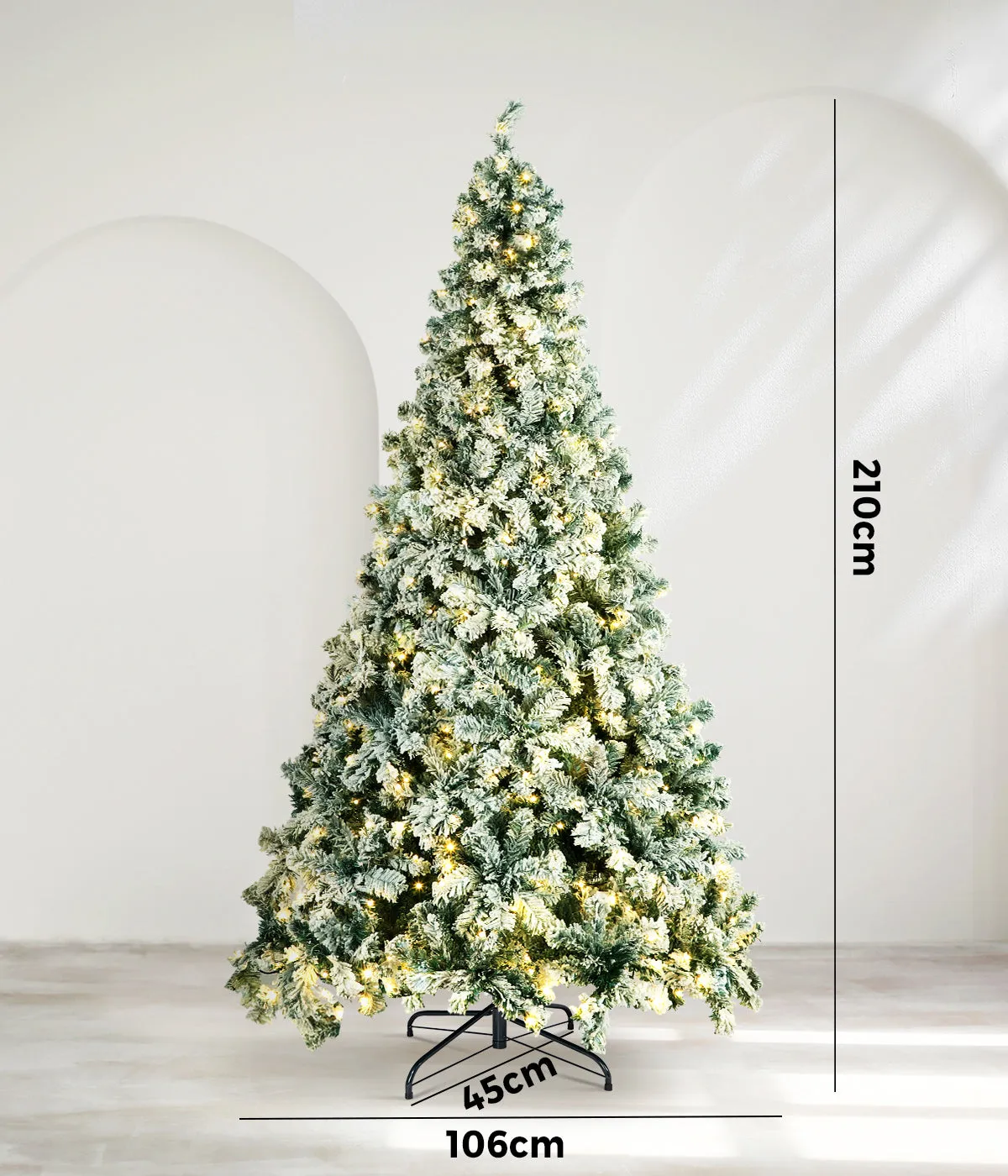 Mazam LED Christmas Tree 2.1M 7FT Xmas Trees White Snow Flocked Decorations