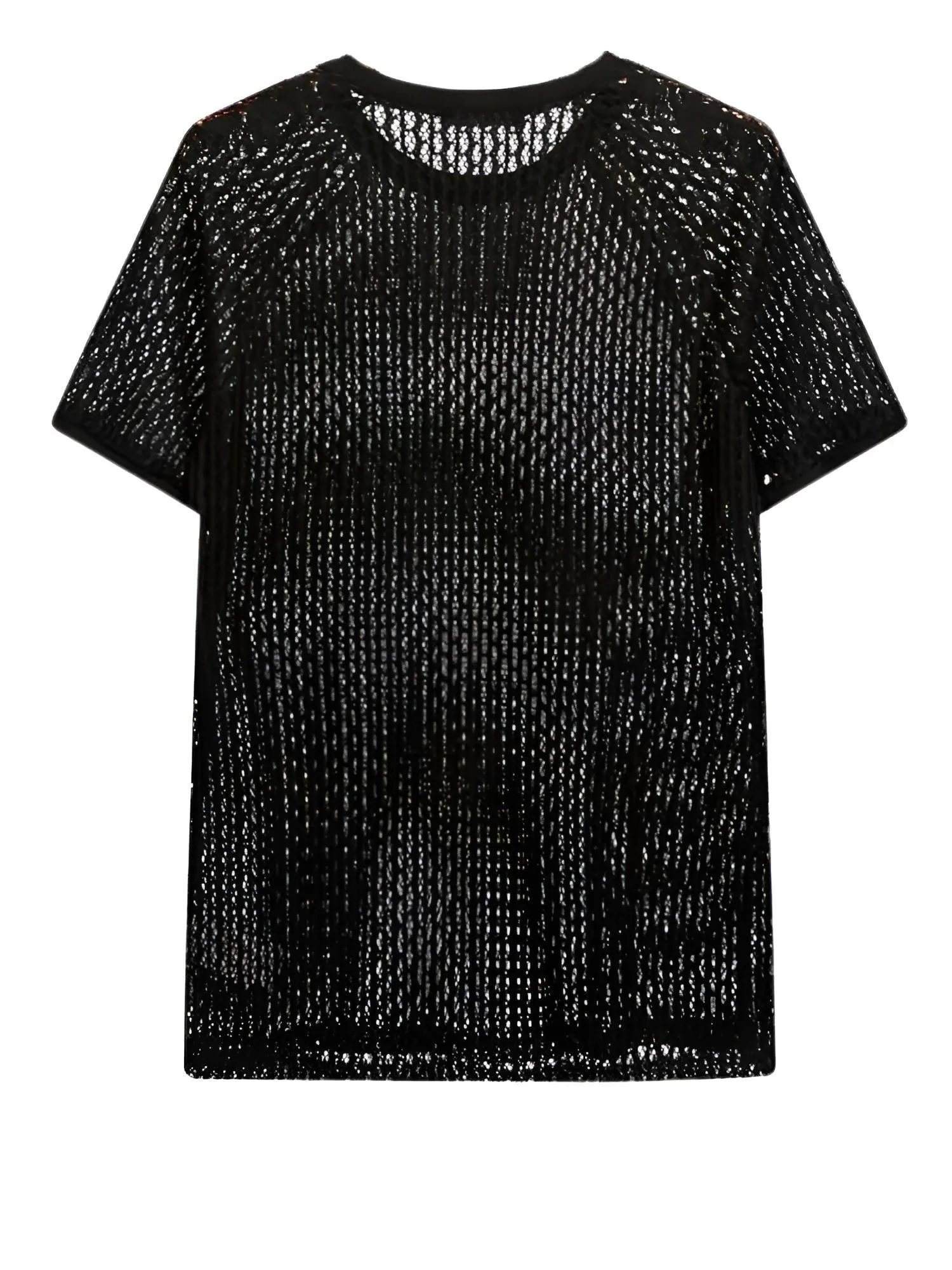 Men's Hollow Out See Through Streetwear Short Sleeve O Neck Top