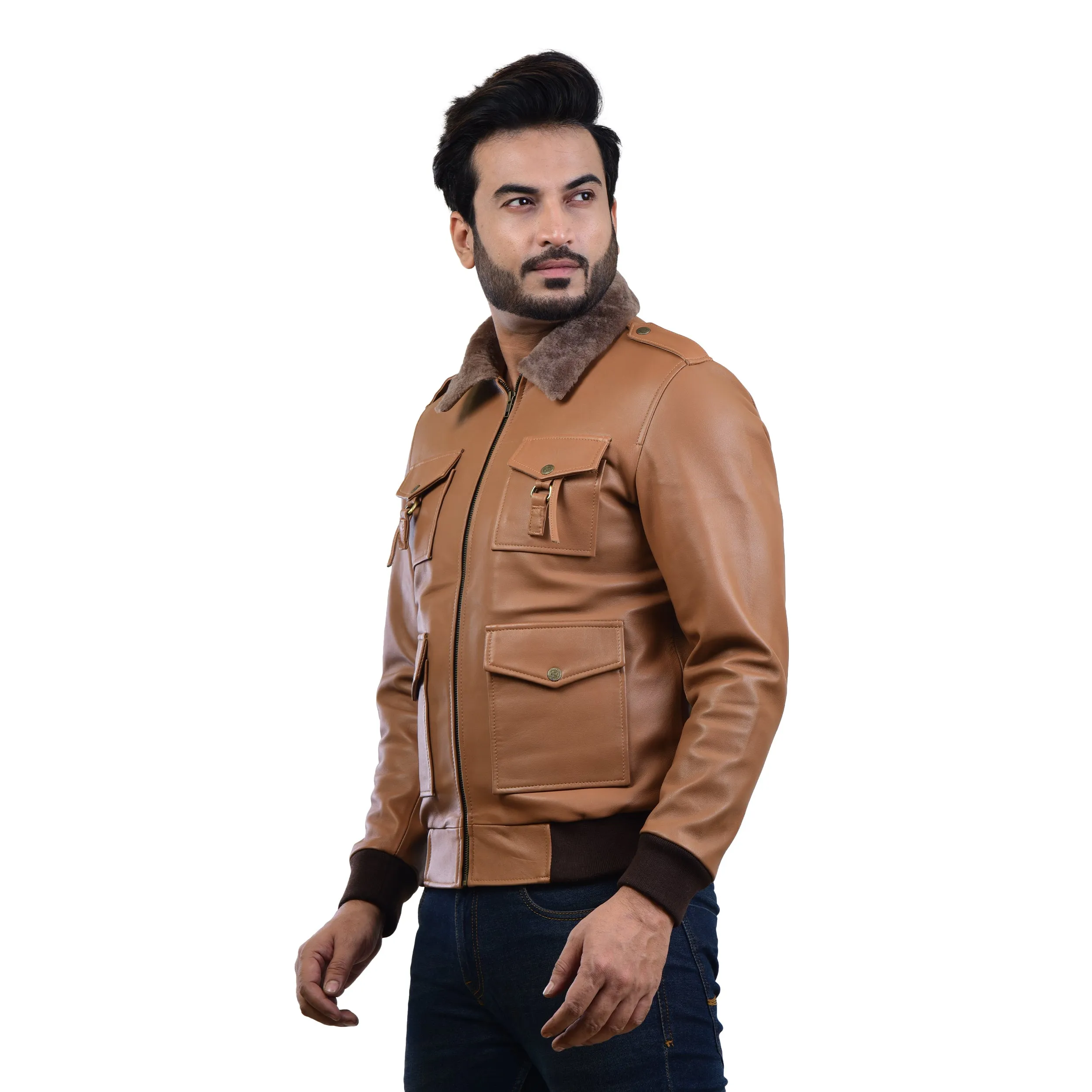 MENS LEATHER JACKET 410140(TAN)