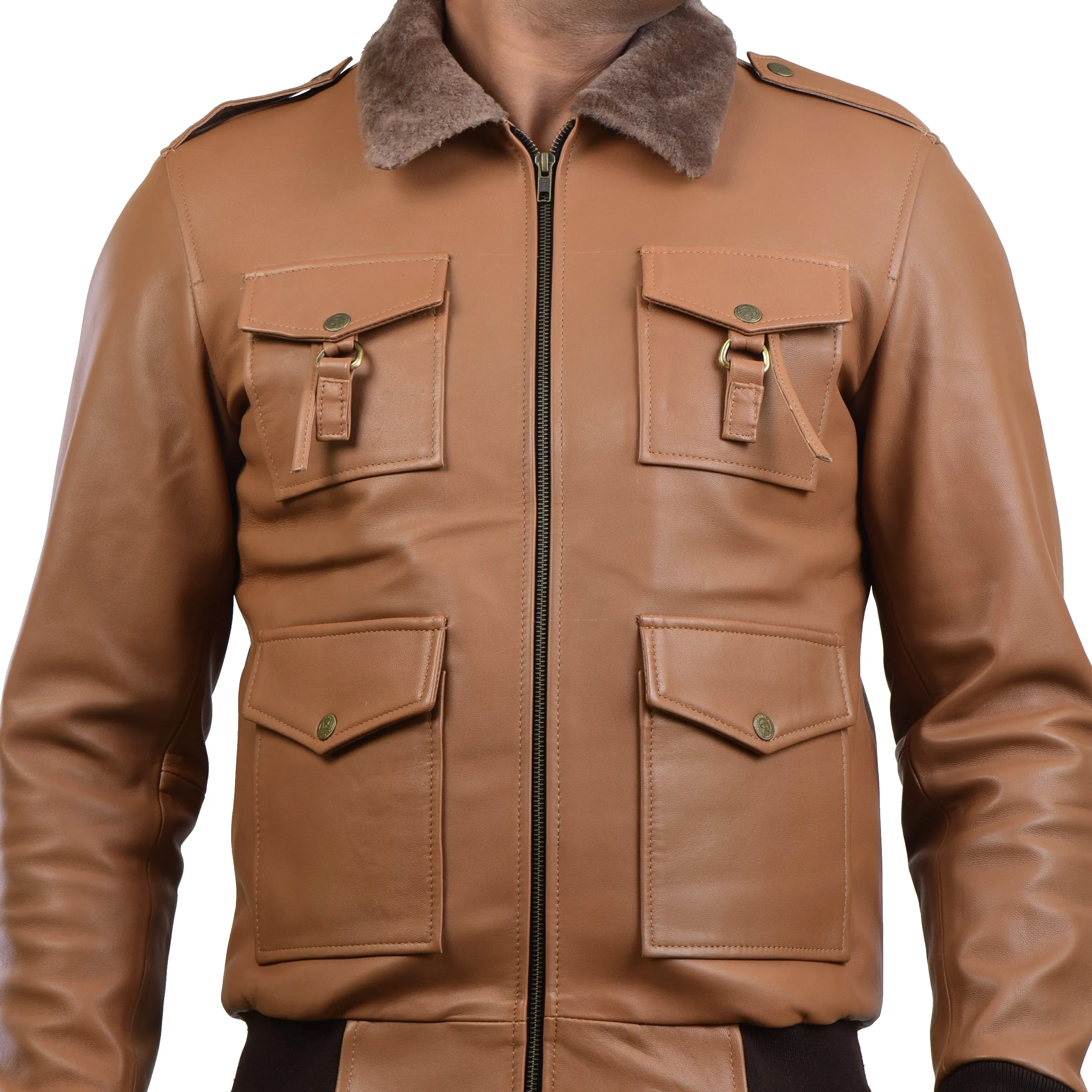 MENS LEATHER JACKET 410140(TAN)