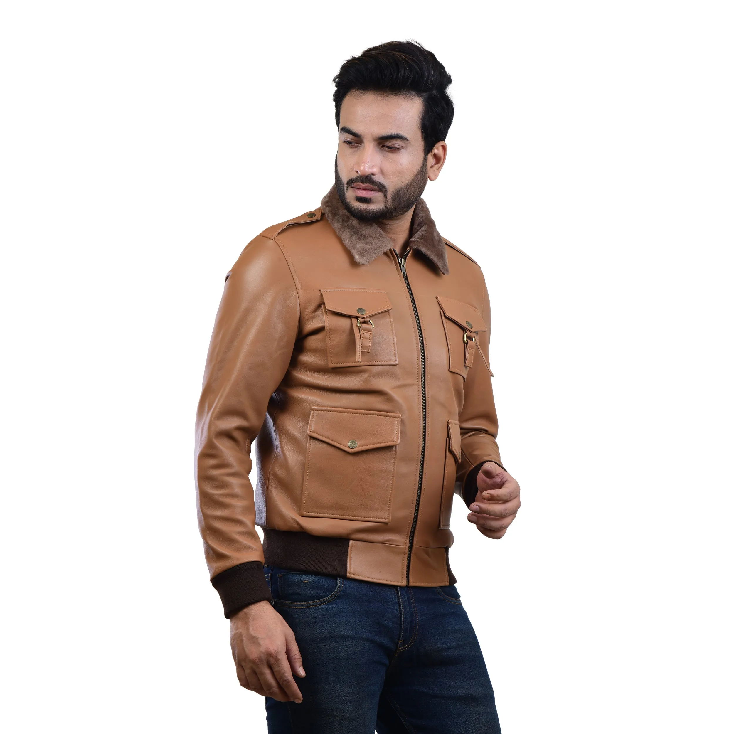 MENS LEATHER JACKET 410140(TAN)