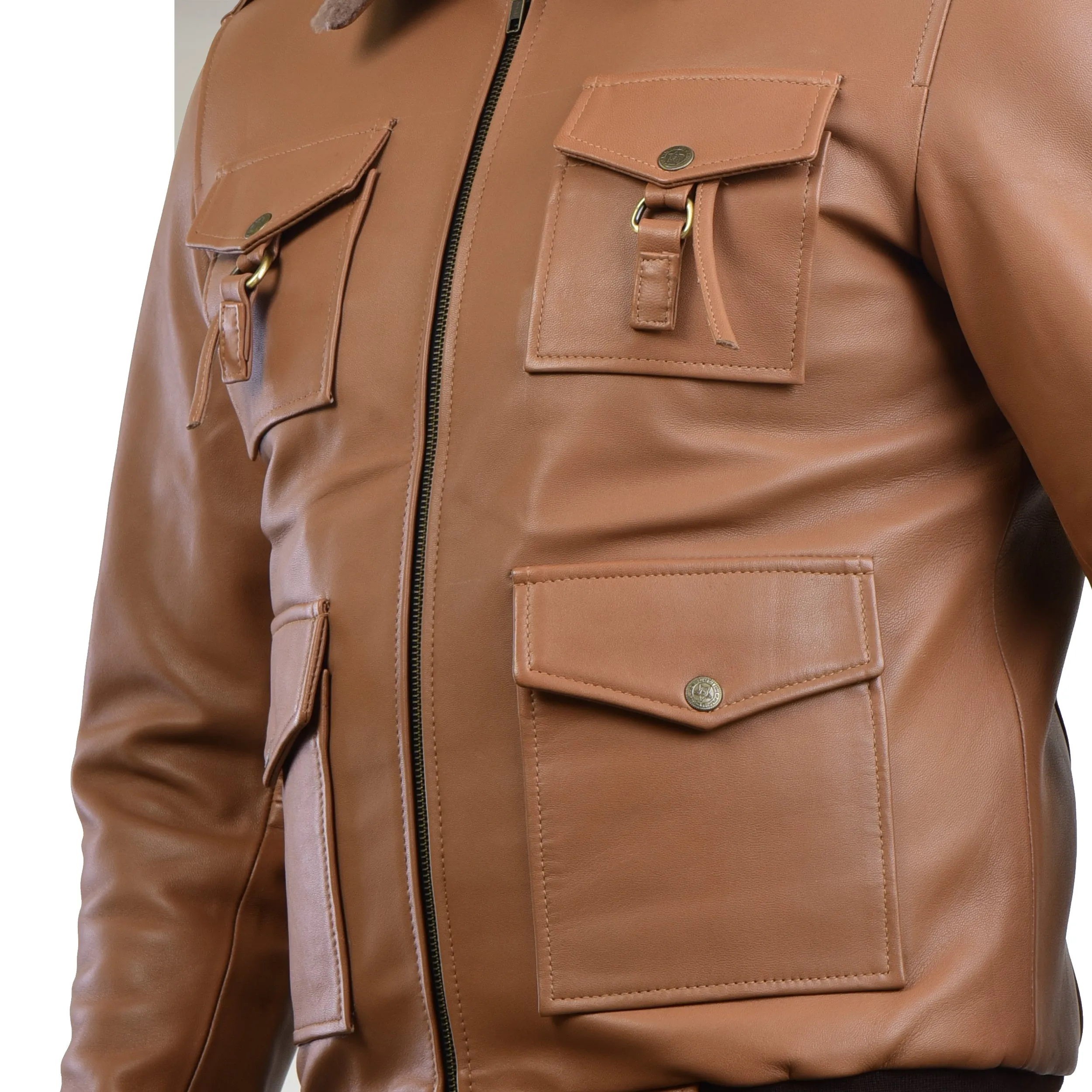 MENS LEATHER JACKET 410140(TAN)