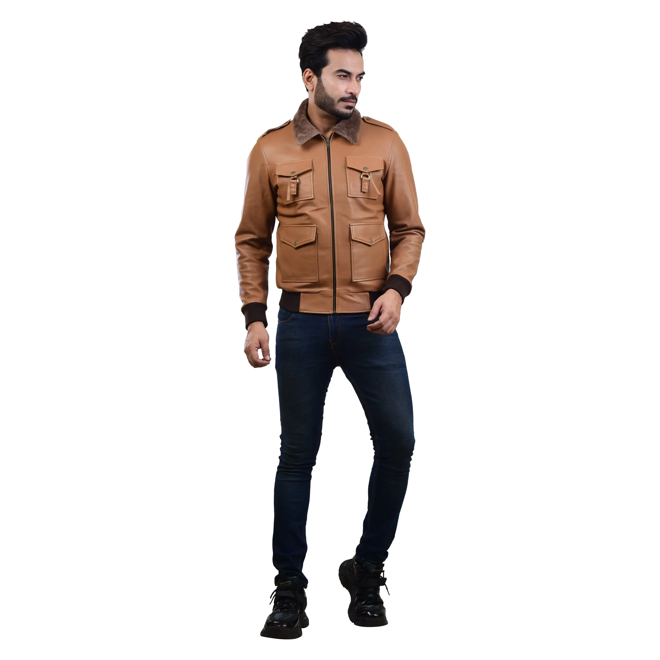 MENS LEATHER JACKET 410140(TAN)