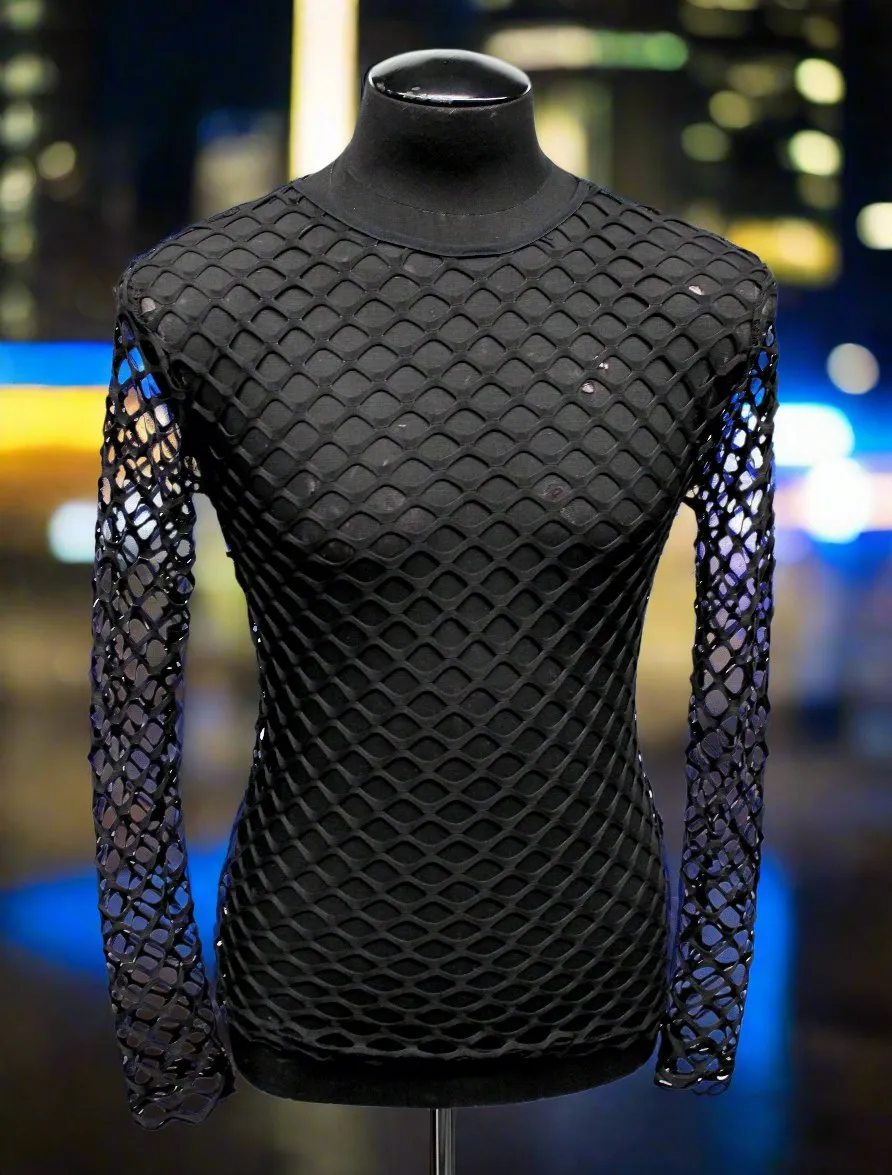 MEN'S LONG SLEEVE T-SHIRT - BIG HOLE FISHNET