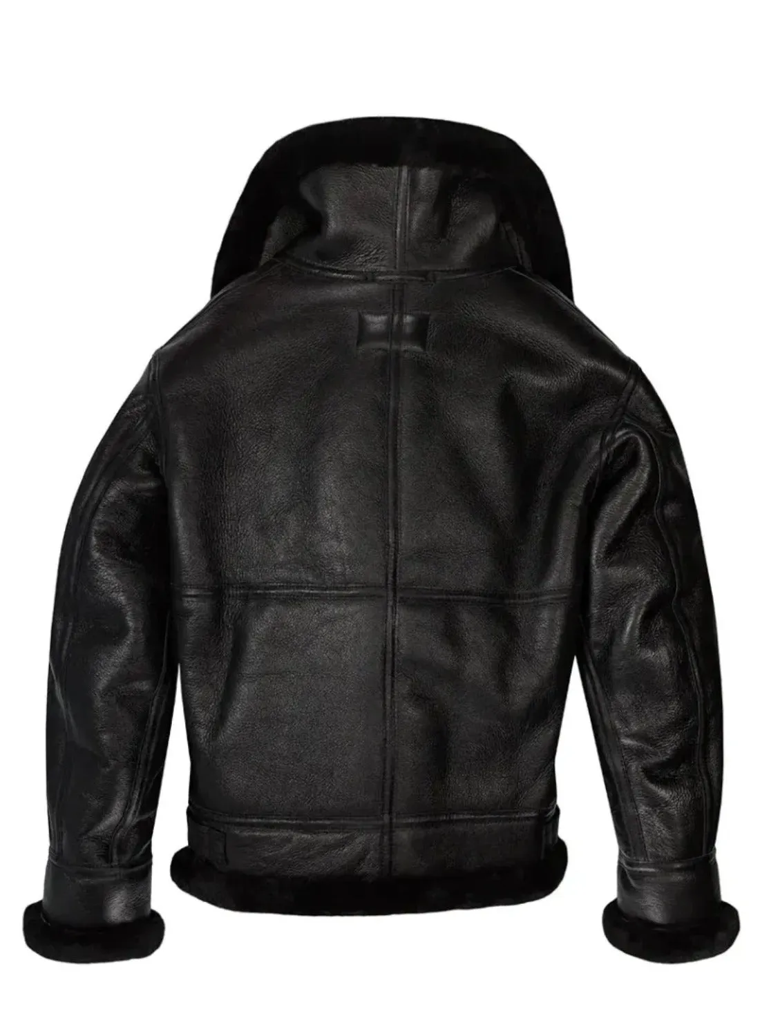 Men's Real Black Sheepskin Shearling Bomber Jacket