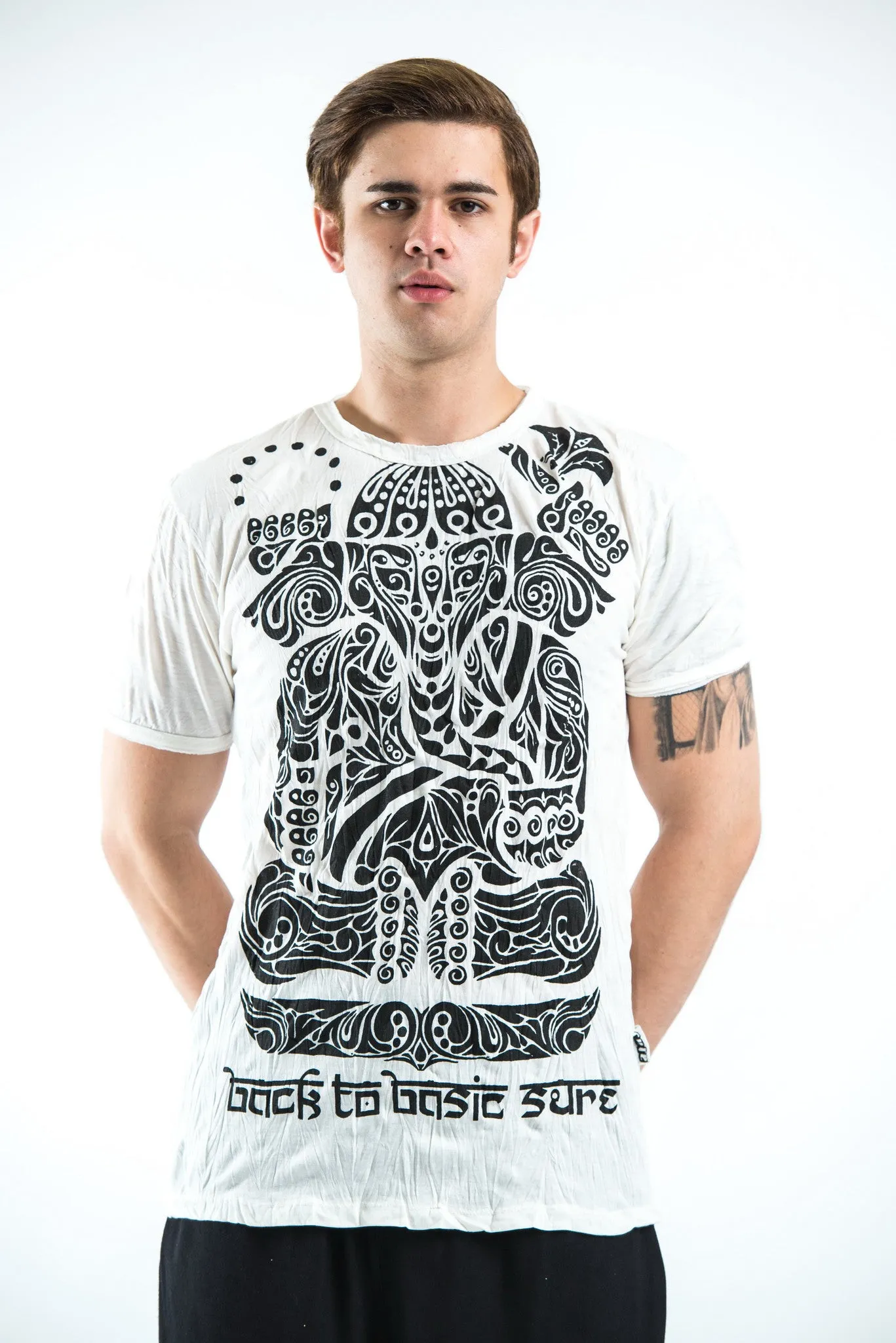 Mens Tattoo Ganesh T-Shirt in White