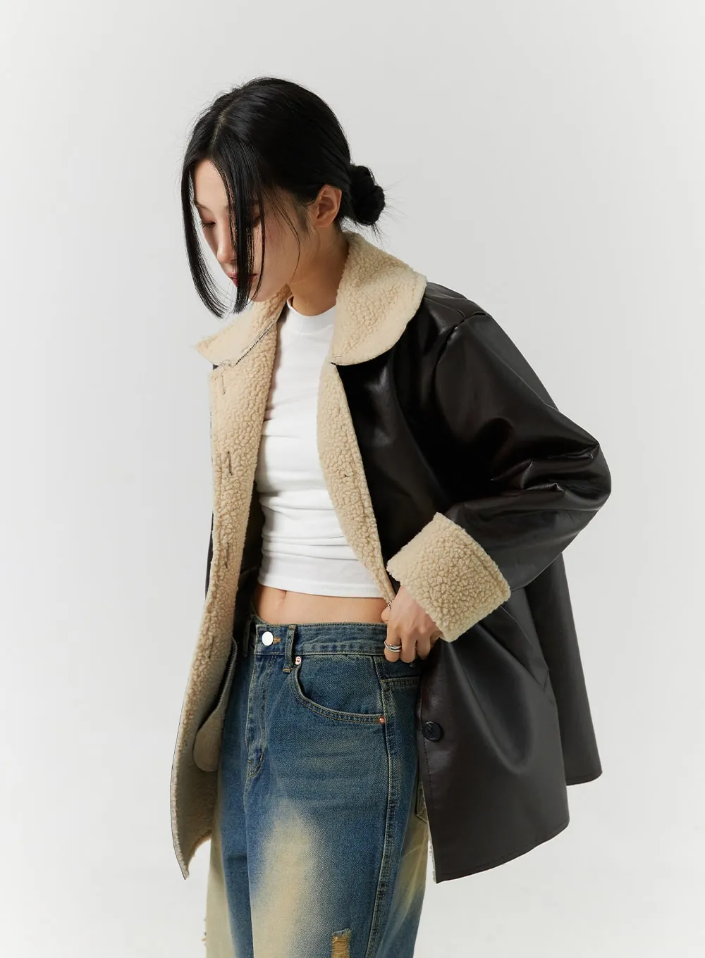 Mid-Length Faux Shearling Jacket CN328