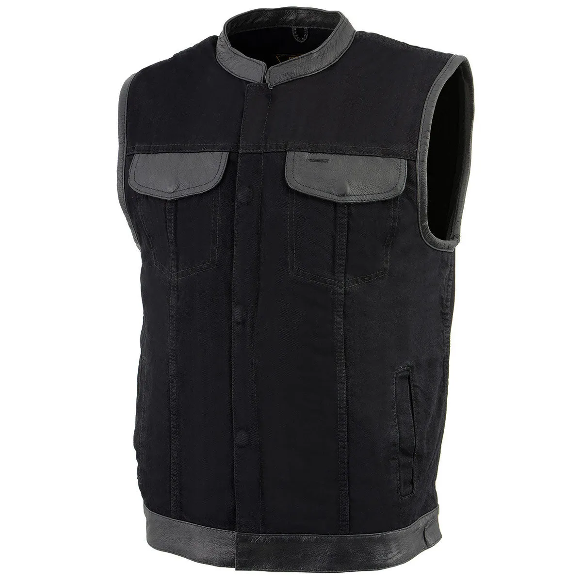 Milwaukee Leather MDM3010 Men's Black Denim Club Style Biker Vest with