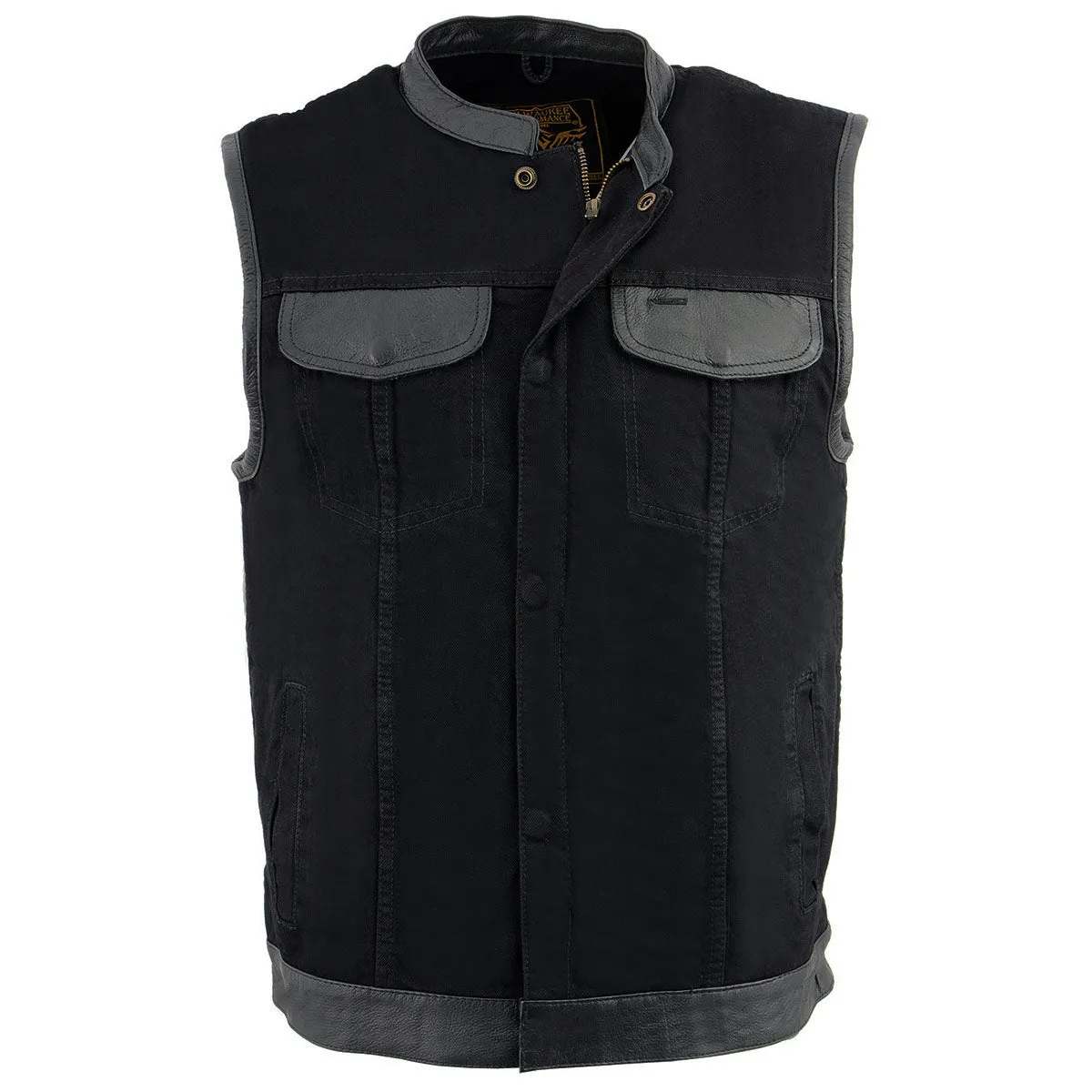 Milwaukee Leather MDM3010 Men's Black Denim Club Style Biker Vest with