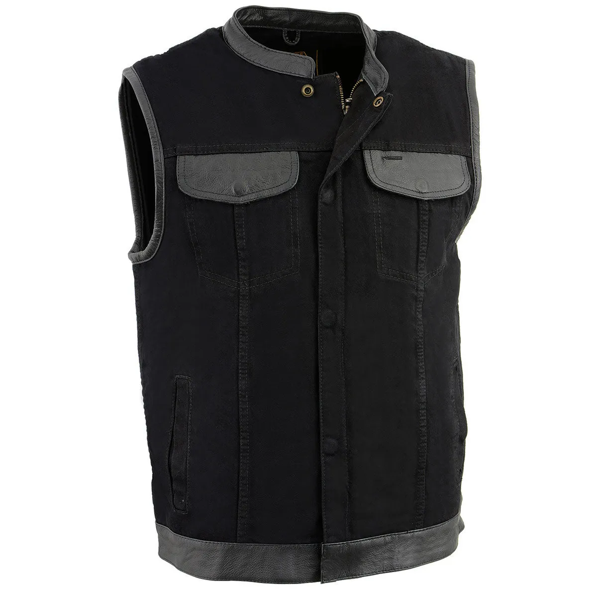 Milwaukee Leather MDM3010 Men's Black Denim Club Style Biker Vest with