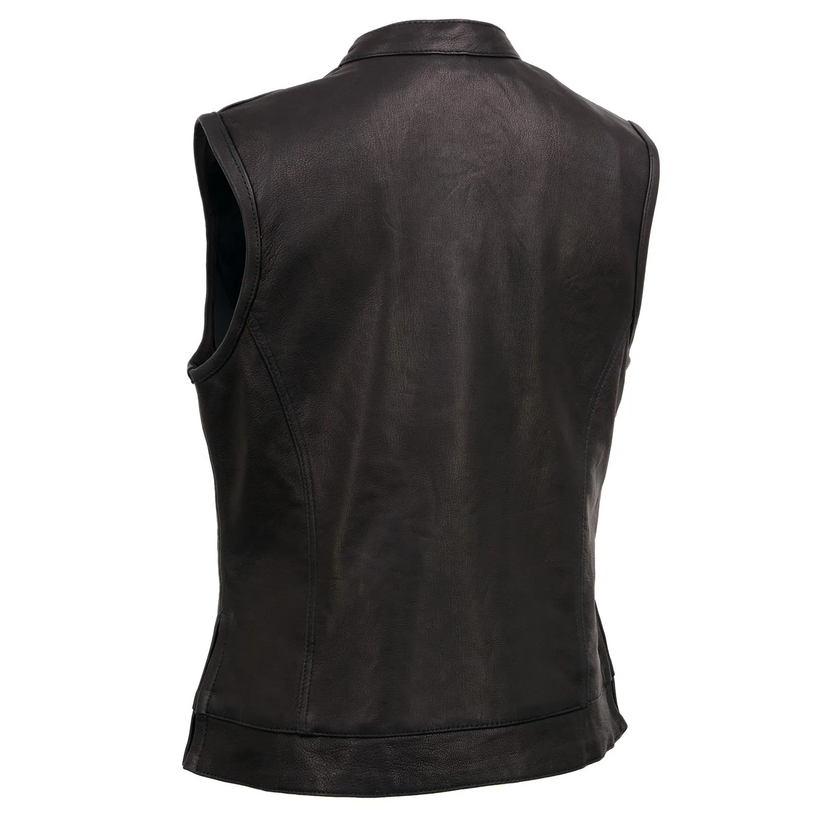 Milwaukee Leather MLL4512 Women’s Black Leather 'Lashes' Club Style Motorcycle Rider Vest W/ Concealed Dual Closure