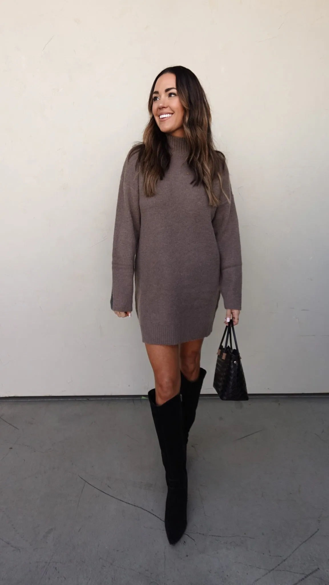 Mocha Colorblocked Sweater Dress