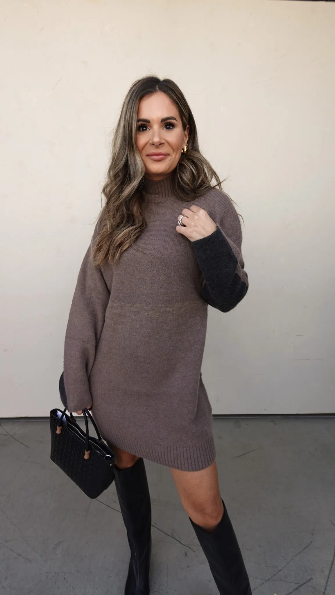 Mocha Colorblocked Sweater Dress