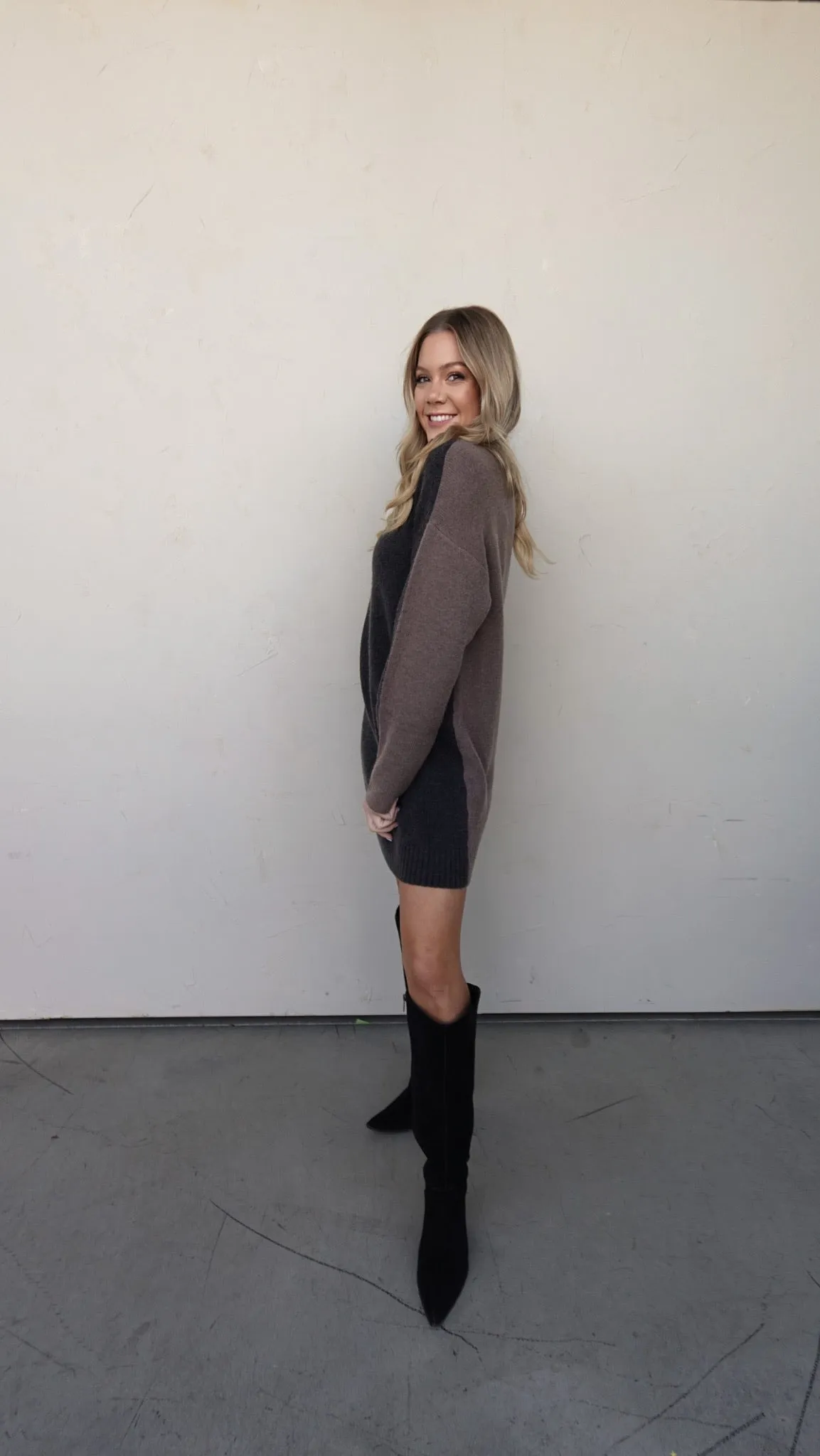 Mocha Colorblocked Sweater Dress