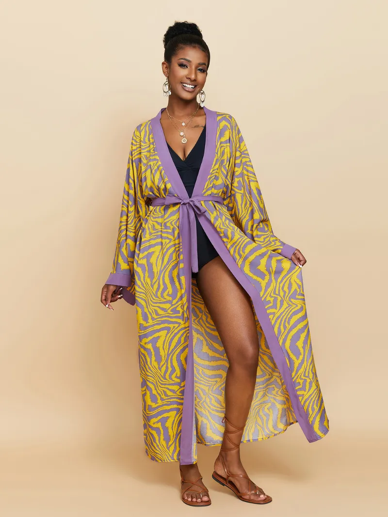 Music Of Love Women's Rayon Long Kimono Jacket