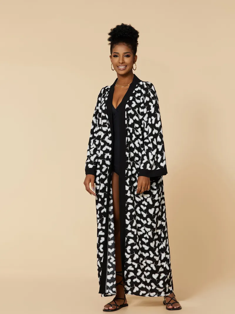 Music Of Love Women's Rayon Long Kimono Jacket