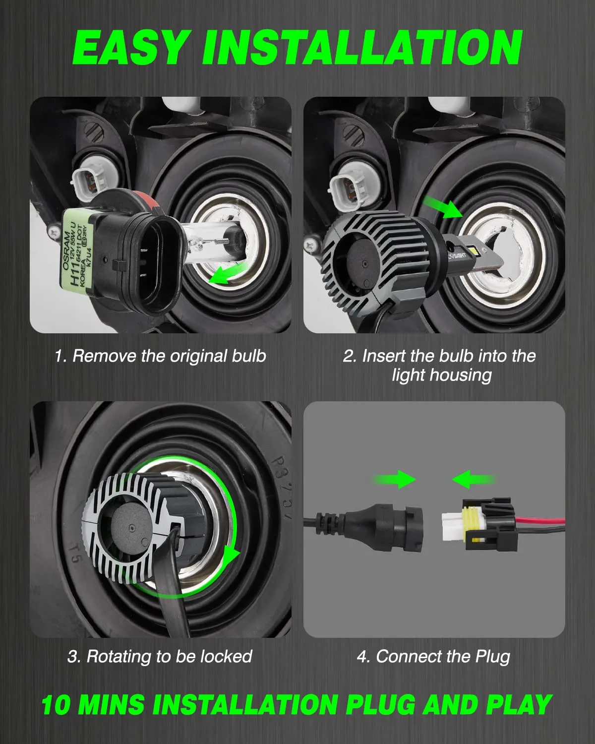 N52 Plus Series | H11 H9 H8 LED Bulbs Automotive-Grade Chip 100W 20000LM 6500K White | 2 Bulbs