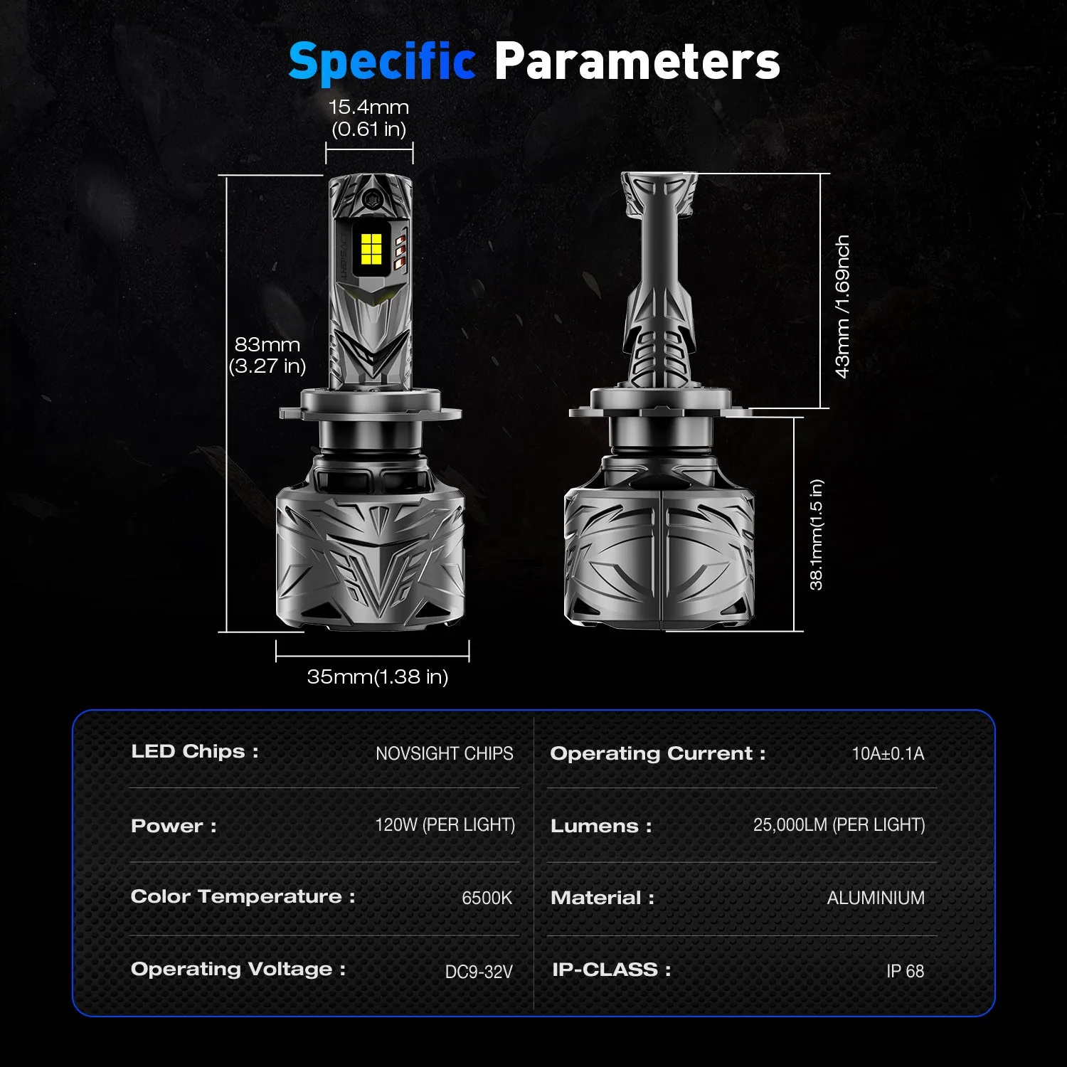 N70 Series | H7 LED Bulbs Super Bright Headlights 240W 50000LM 6500K White | 2 Bulbs