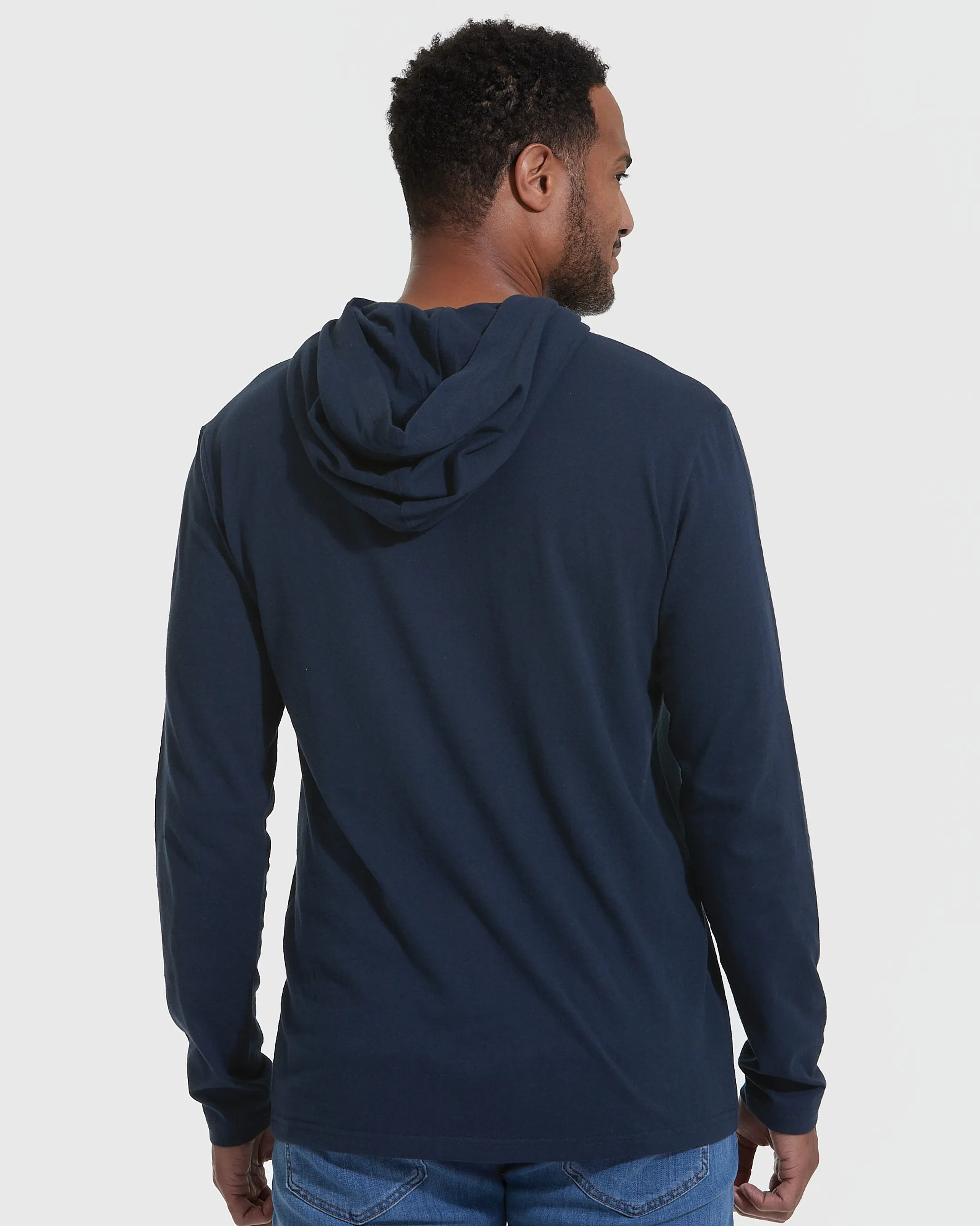 Navy Hooded Long Sleeve T-Shirt