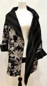 Next Generation Handmade, Fully Reversible Short Winter Kantha Jacket (Black/White)