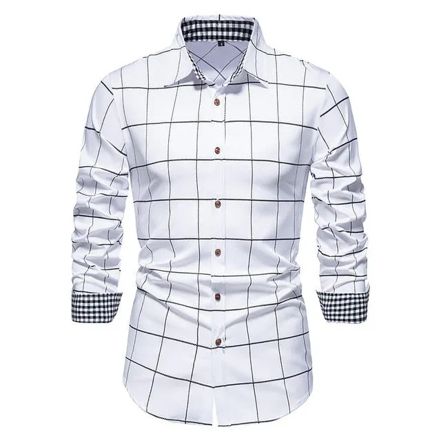 Parkless Plaid Patchwork Formal Shirt