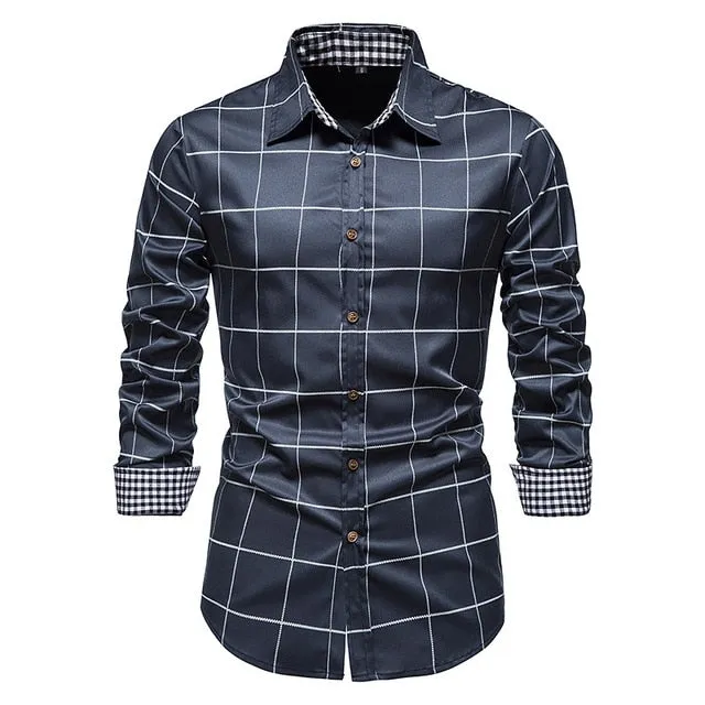 Parkless Plaid Patchwork Formal Shirt