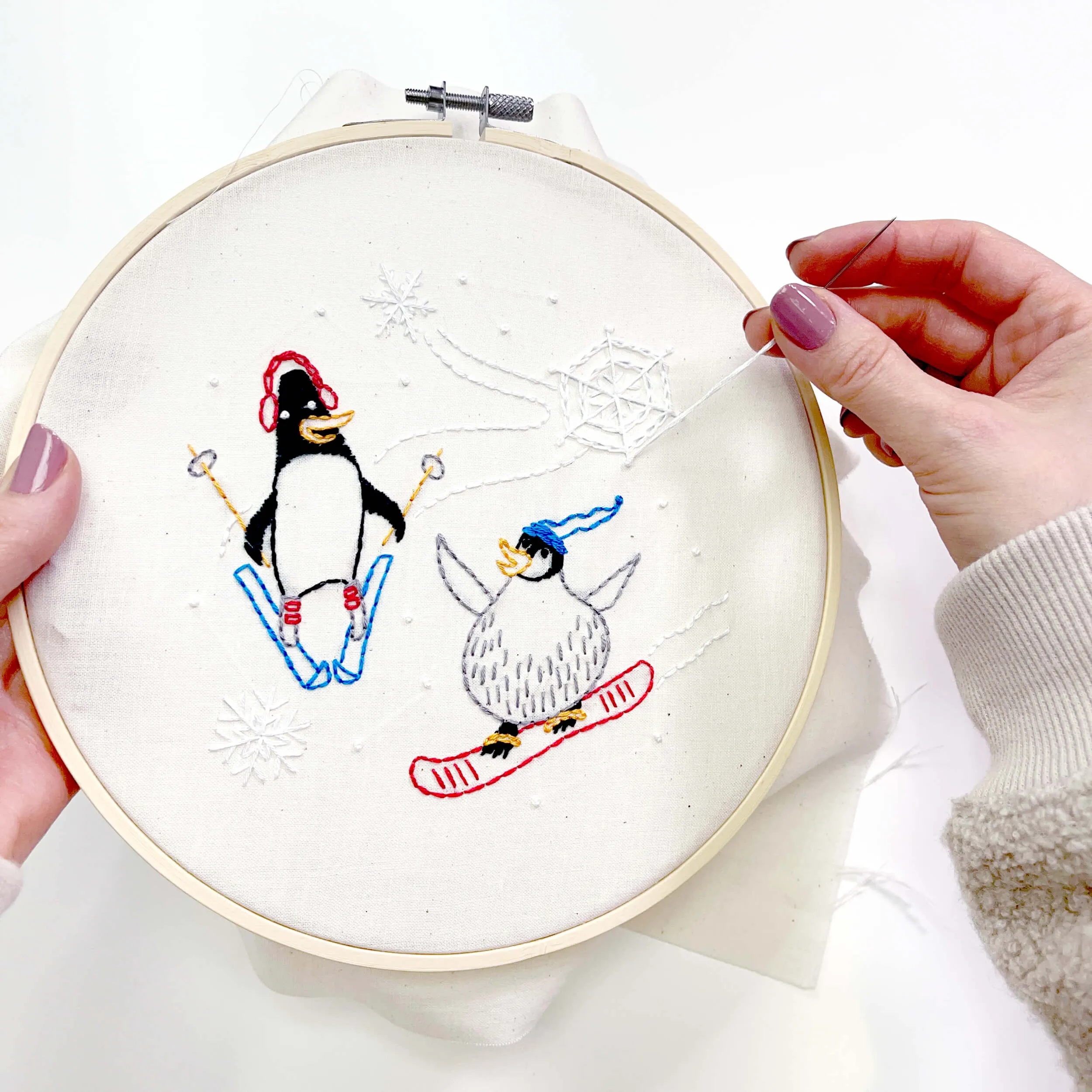 Penguins embroidery kit