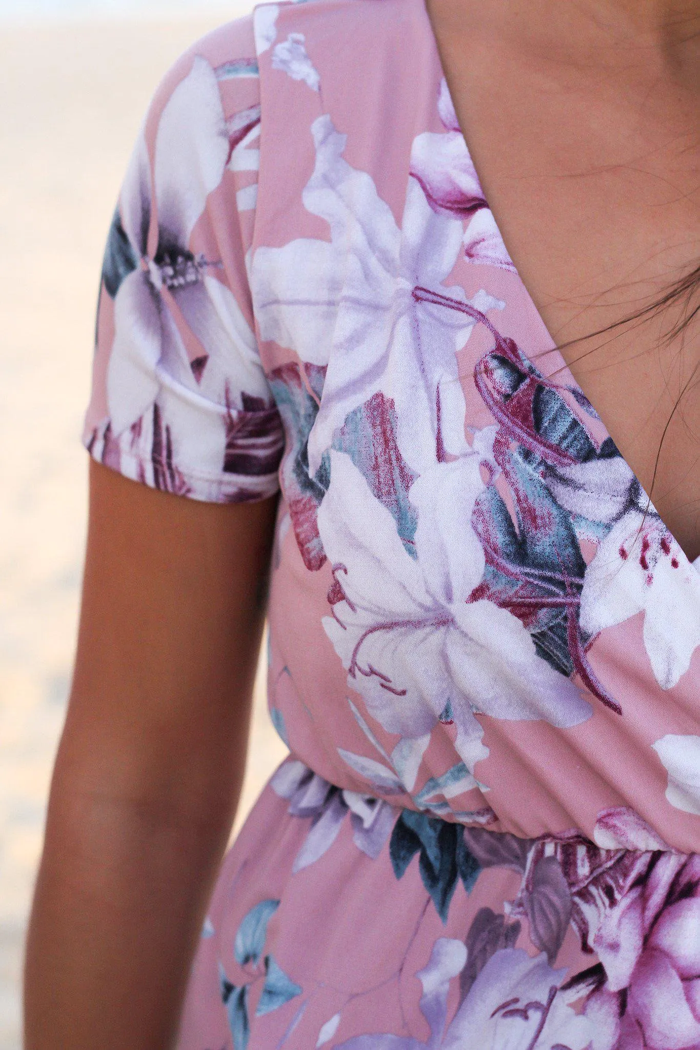 Pink and Purple Floral High Low Dress